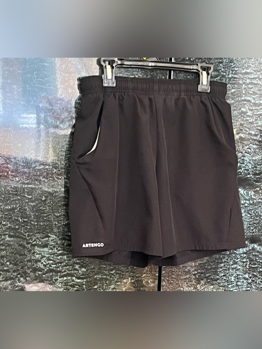 Artengo Decathlon Athletic Tennis Shorts in Black with White Accents
